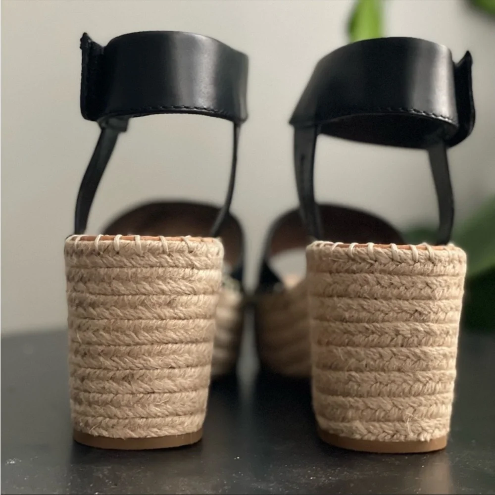 Frye & Co Amber Espadrille Wedge Platform Sandals Wedge Ankle Strap Black - Picture 8 of 11